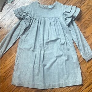 Jacadi Gray Ruffled Long Sleeve Kids Dress
